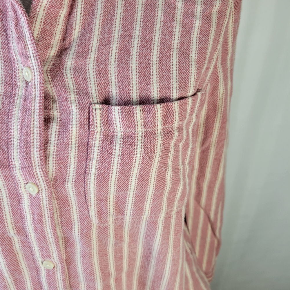 Womans Madewell Flannel 100% Cotton Button Front LS Shirt Size Small Stripe - Picture 8 of 11